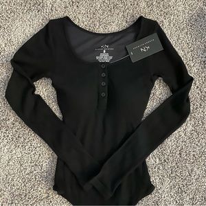 Black long sleeve black snap bodysuit